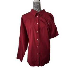 Talbots Haberdashery Red Wrinkle Resistant Cotton Blend Long Sleeve Size 22W